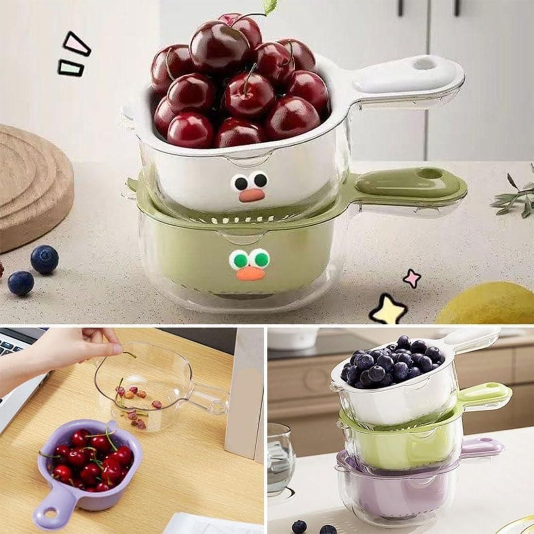 AiVANTA™ Strainer Dual-Layer Veggie & Fruit Draining Basket with Handle