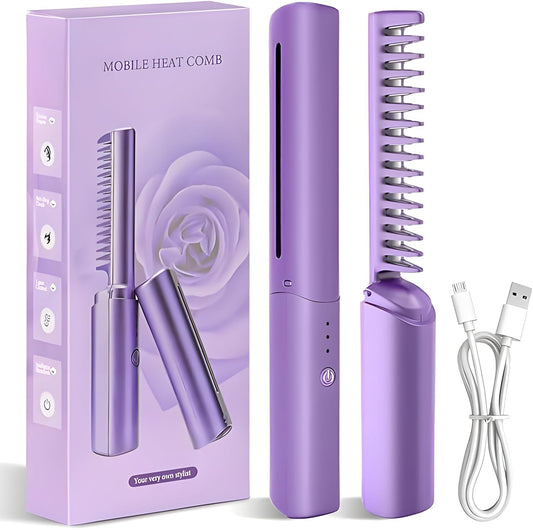 AiVANTA™ Meneflix Portable Mini Hair Straightener Hot Comb