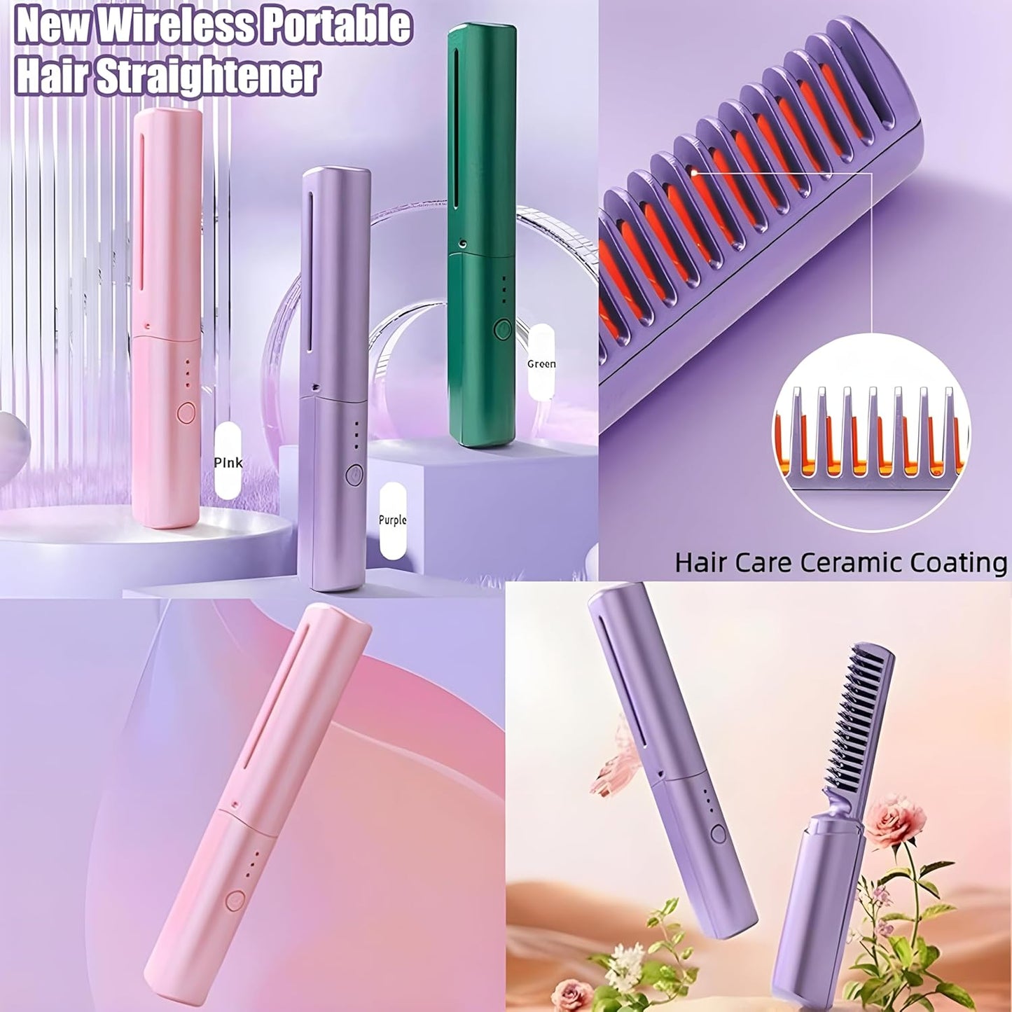 AiVANTA™ Meneflix Portable Mini Hair Straightener Hot Comb