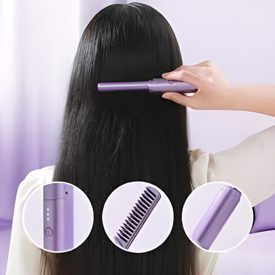 AiVANTA™ Meneflix Portable Mini Hair Straightener Hot Comb